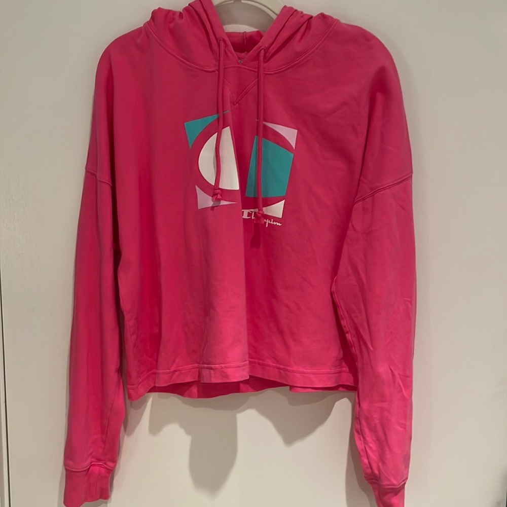 Champion Reverse Weave Hot Pink cropped hoodie